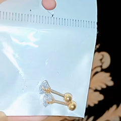 Gold Plated Square Cubic Zirconia Screw Back Stud Earring