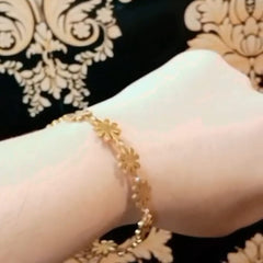 Gold Plated Floral Link Chain Bracelet for Women