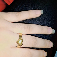 Minimalist Gold-Tone Raised Puff Heart Flat Band Ring