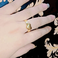 Minimalist Gold-Tone Raised Puff Heart Flat Band Ring