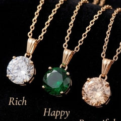 Multi-Color Crystal Pendant Necklace & Matching Studs Set