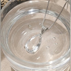 Silver Plated Teardrop Crystal Pendant Necklace with Box Chain