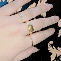 Minimalist Gold-Tone Raised Puff Heart Flat Band Ring
