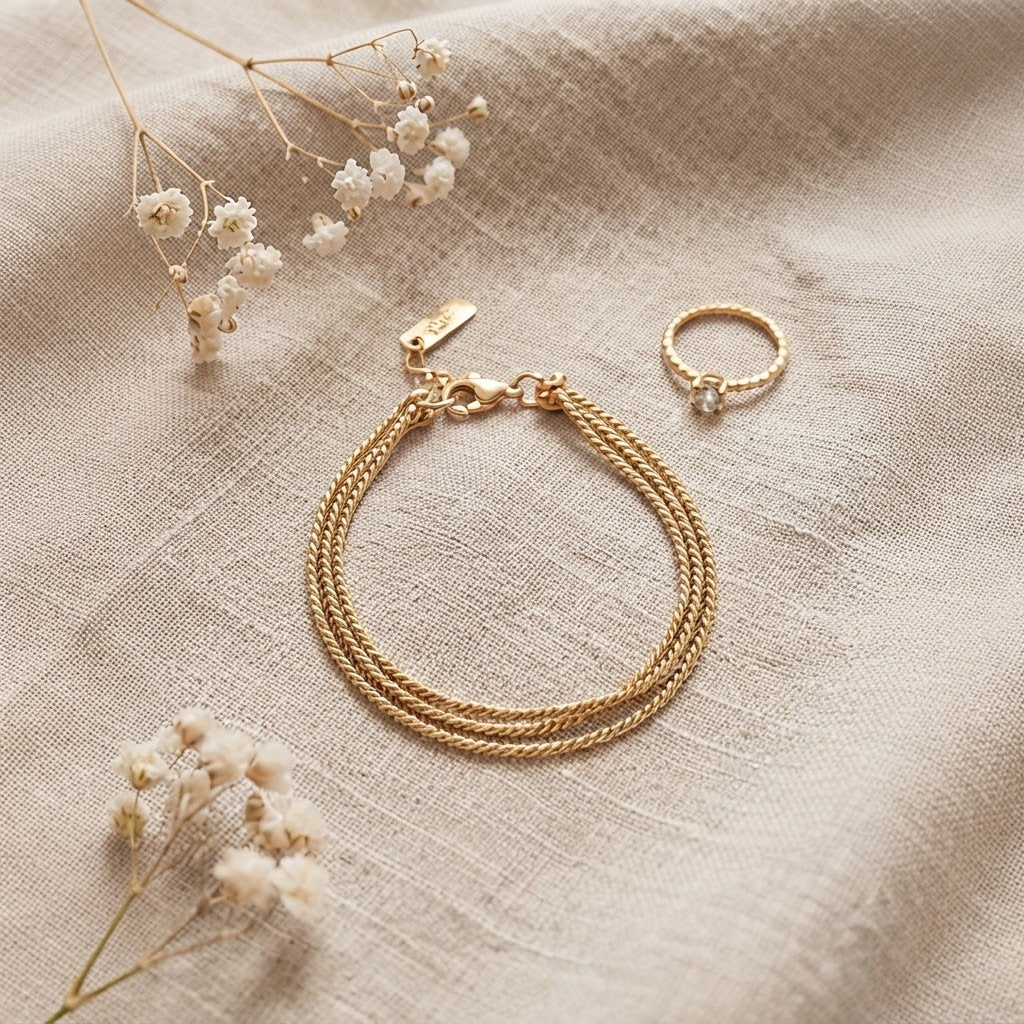 Triple Strand Gold Plated Bracelet