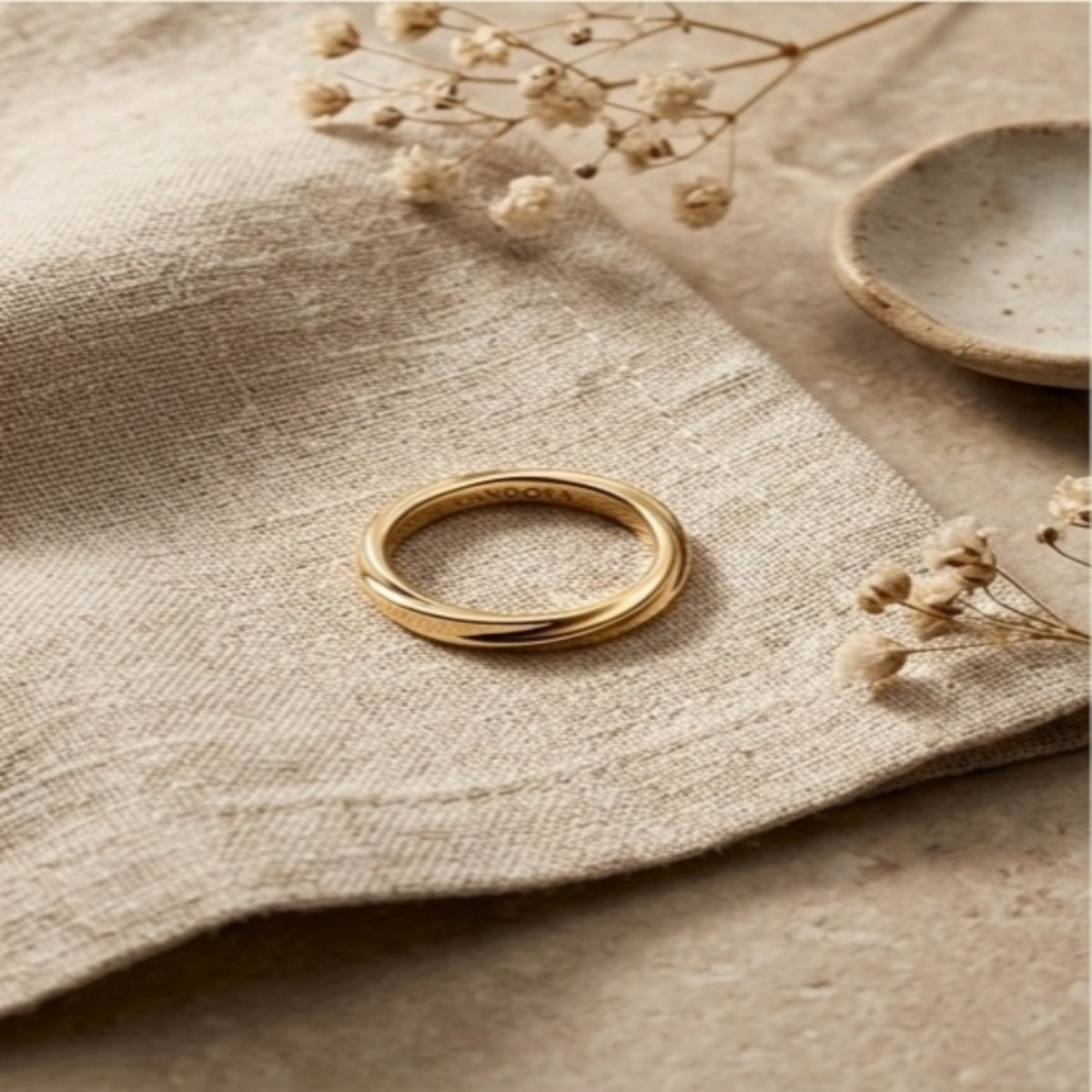 Minimalist Gold Plated Wave Band Ring